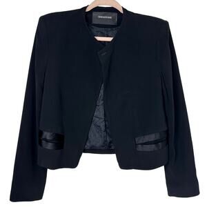 Sz 36 Zadig & Voltaire Vola Deluxe Cropped Black Blazer Jacket Quiet Luxury Chic